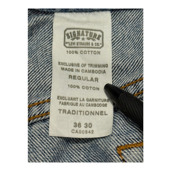 Signature Levi Strauss Jeans Mens 36x30 Regular Fit Distressed Denim Workwear - Picture 7 of 12